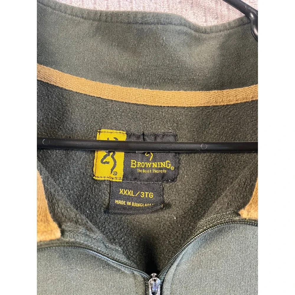 Browning Sweatshirt Fits Mens XXL 2XL Olive Green Quarter Zip Pullover XXXL 3TG